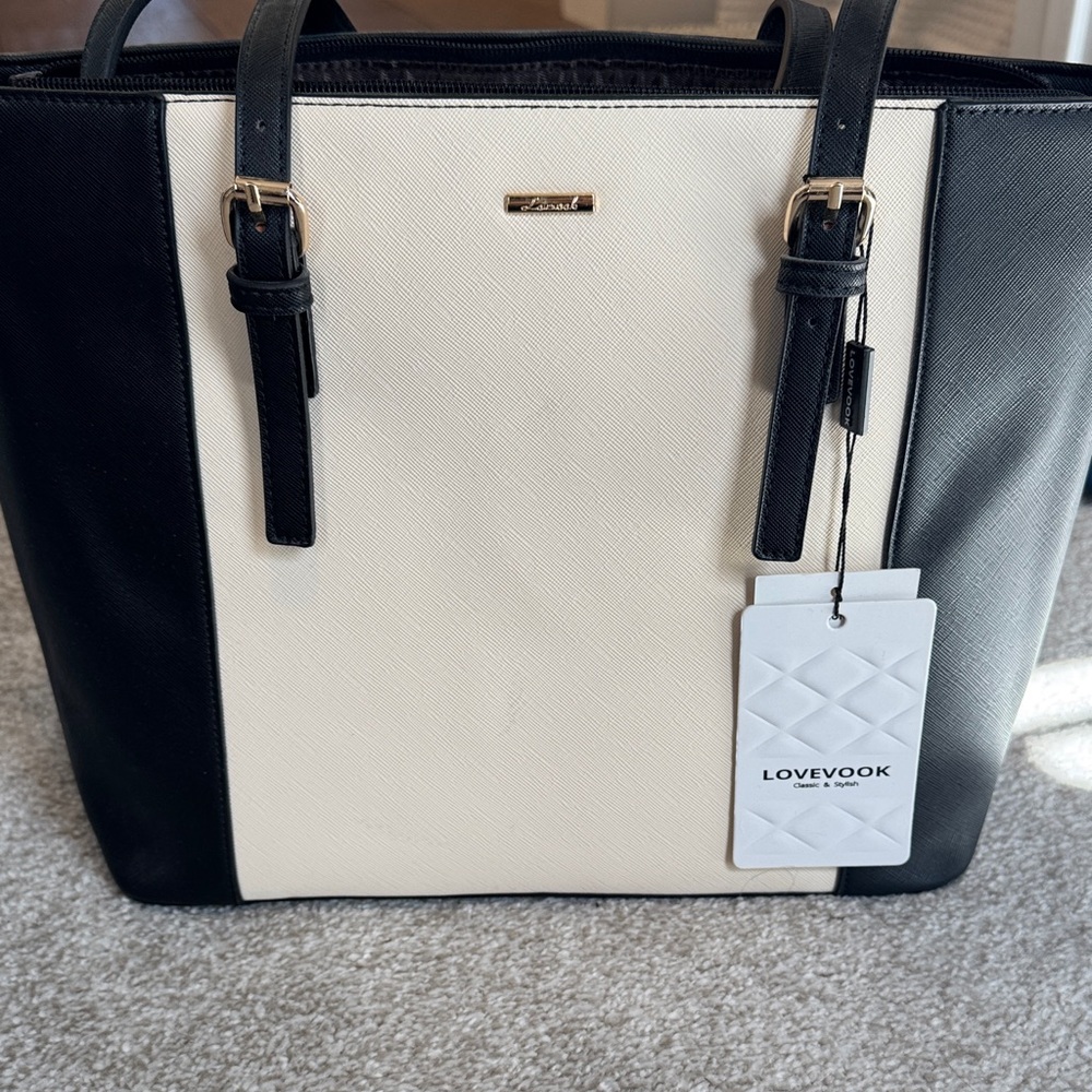 Lovevook Black and Cream Women's Tote Bag
